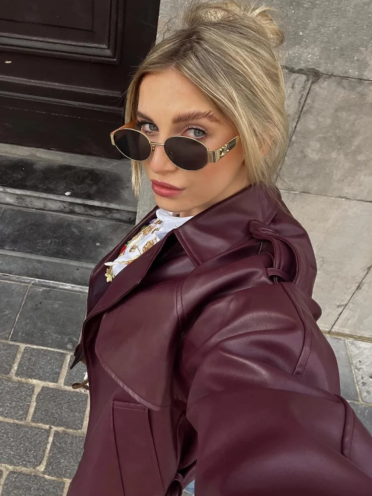 Elara's Belted Leather Jacket