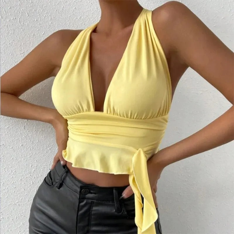 Elara's Radiant Allure Halter Top