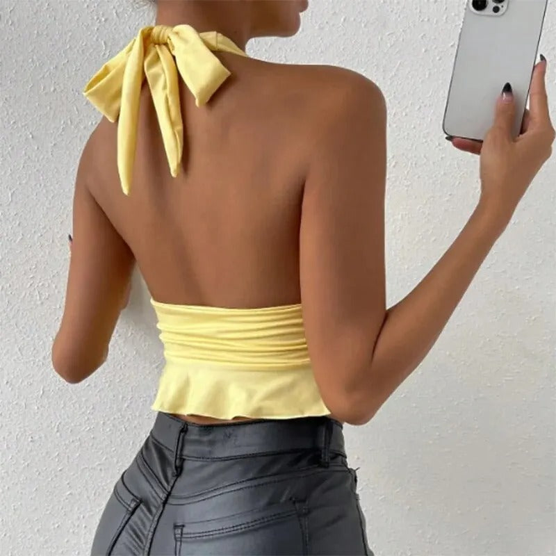 Elara's Radiant Allure Halter Top