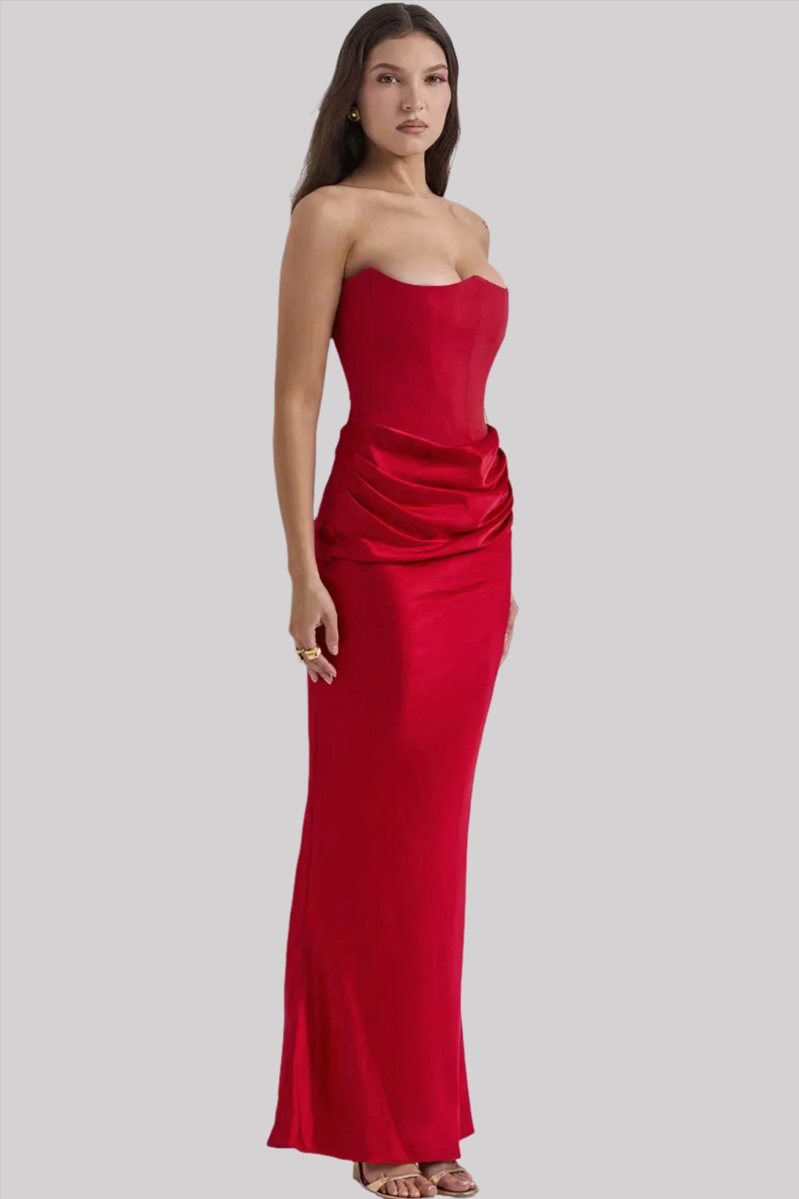Elara's Strapless Elegant Maxi Dress