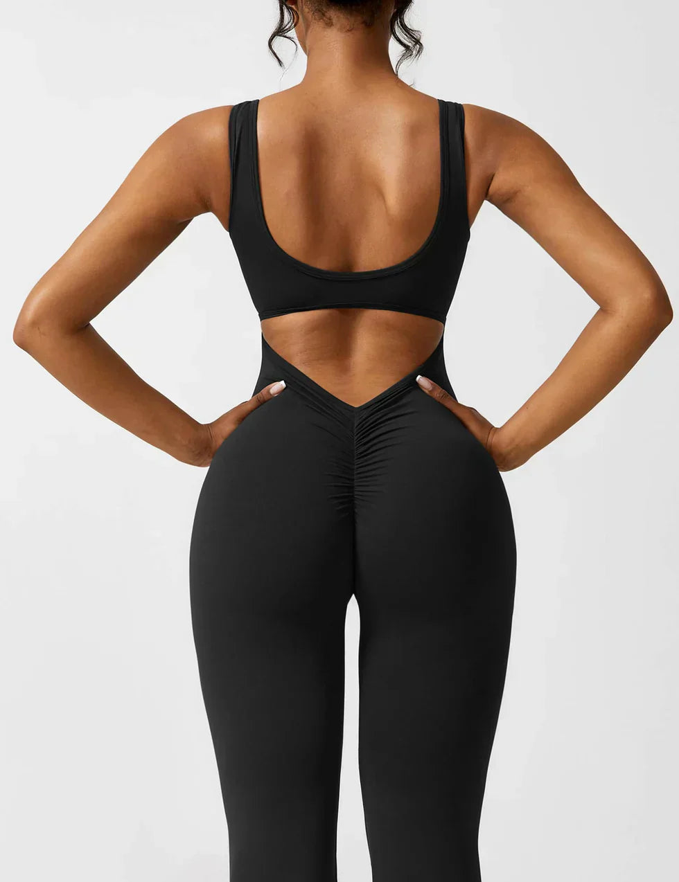 Elara's Flared V-Back Jumpsuit