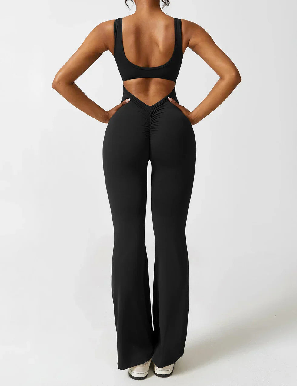 Elara's Flared V-Back Jumpsuit