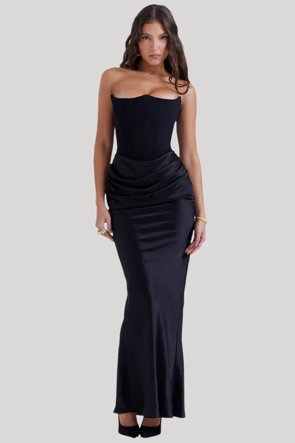 Elara's Strapless Elegant Maxi Dress