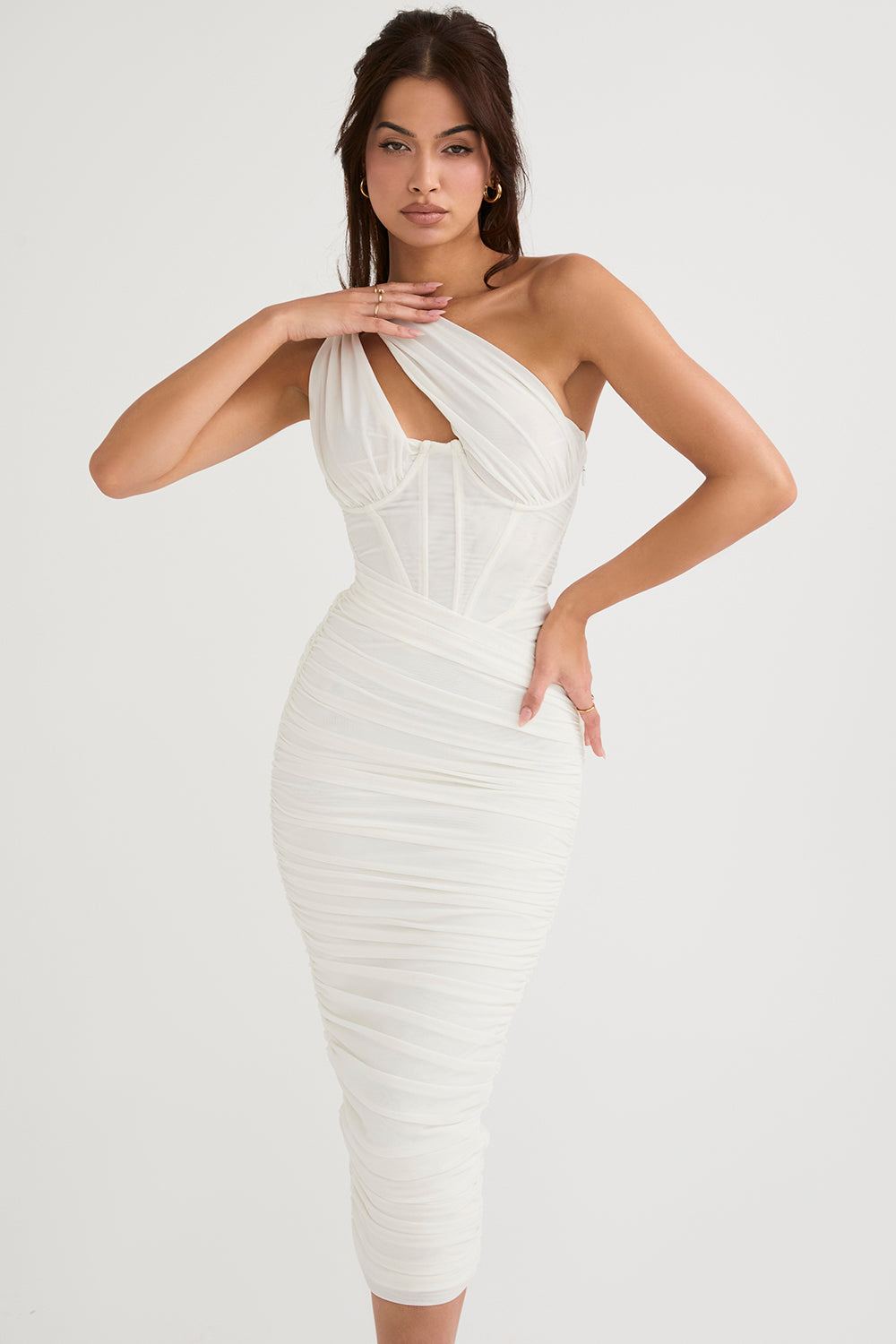 Elara's Asymmetric Midi Dress