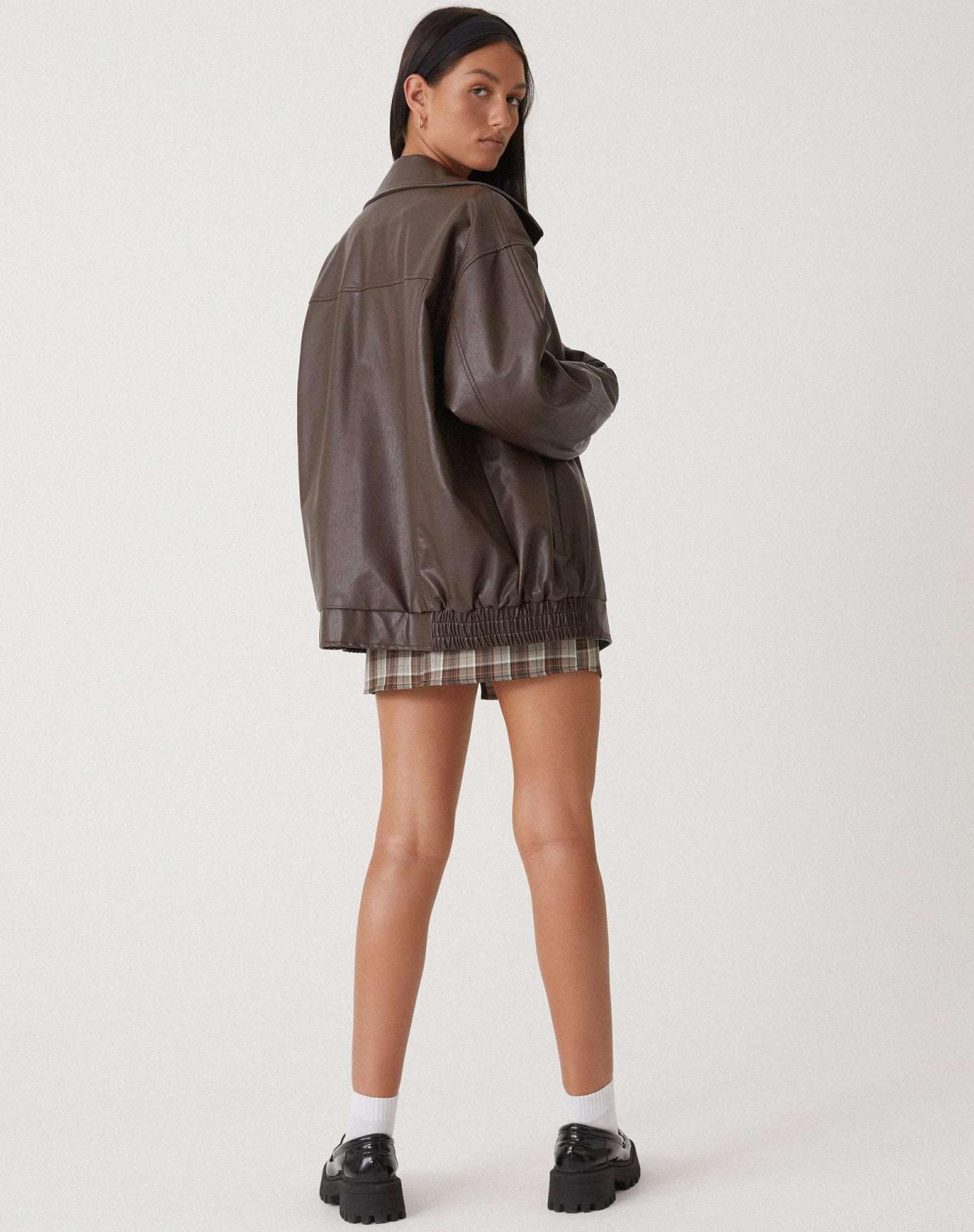 Elara's Oversized Leather Jacket